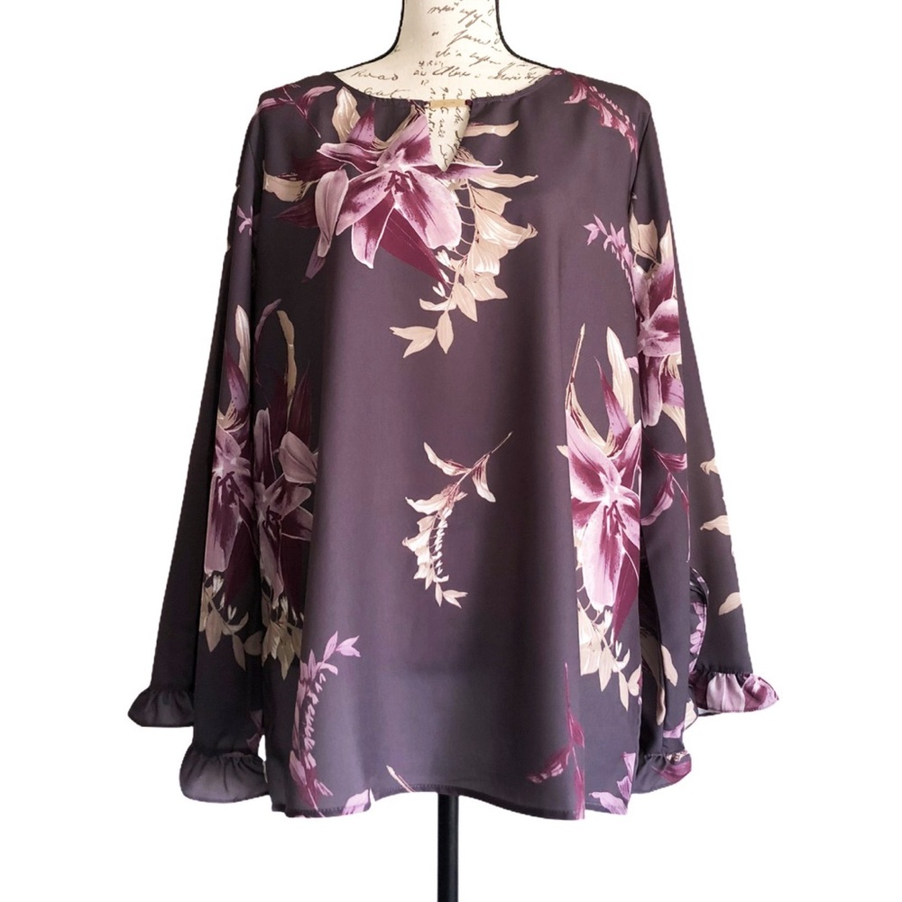 DG2 by Diane Gilman Floral Print Top Sz XL